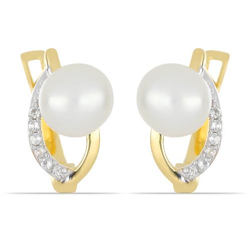 925 SILVER GOLD PLATED FRESHWATER PEARL GEMSTONE EARRINGS
